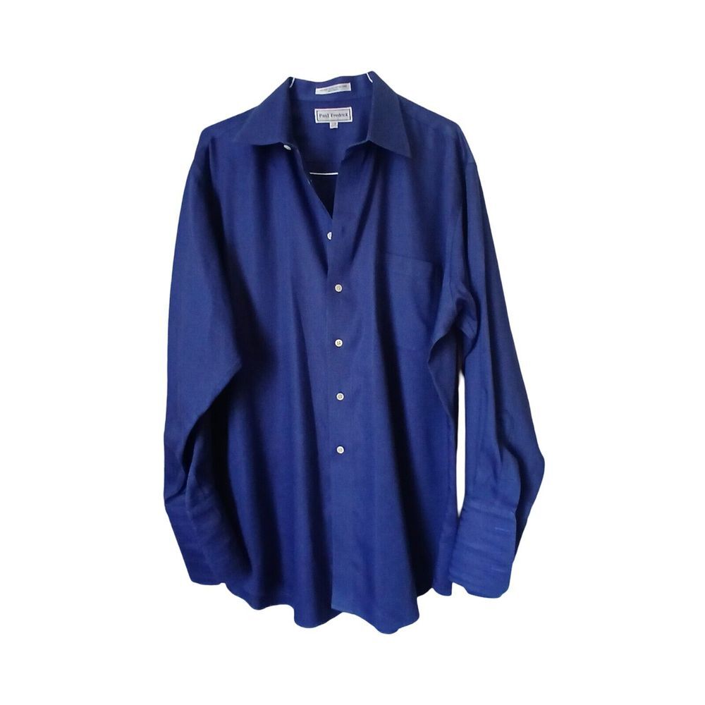 Paul Frederick 17-33 Long Sleeve Shirt  2ply Cotton Navy Blue/ Purple Solid